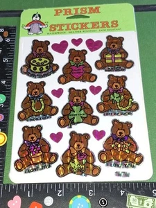 adesivi vintage Bj decalcomania specialità prisma orsacchiotti e cuori 1 confezione 1 foglio - Foto 1 di 7