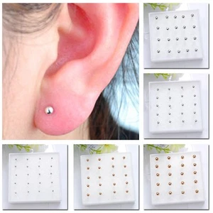 20x 2mm/3mm/4mm Gold Plated Silver Ball Bead Earrings Ear Studs Jewelry - Picture 1 of 36