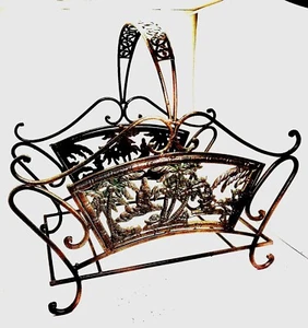 Beautiful 1950s (Refurbished )Heavy Duty Wrought-Iron Steel Magazine Rack - Picture 1 of 5