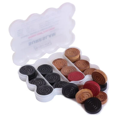 wooden "SISCAA Carrom Coin Carrom Board Accessory 24 Coins with striker - Image 1 of 4