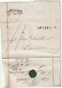 1835 DEVON LONTERY 13 PMK LETTERA A HUTH 'INVIA ESEMPLARI BOTANICI DA FIUME' - Foto 1 di 2