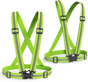 2 Pack Safety Vest Adjustable Reflective Belt Stripe Night Running Jogging Bike. - Picture 1 of 7