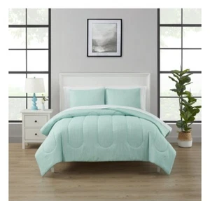 Mainstays 7-Piece Mint Stripe Bed in a Bag, Queen - Picture 1 of 7