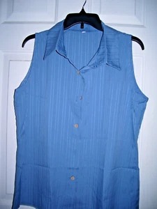 BRAND NEW SIZE XL WOMEN'S COLLARED SLEEVELESS BLUE COLLARED TANK - Picture 1 of 4