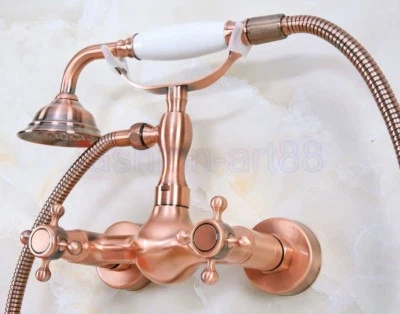 Antique Red Copper Wall Mounted Bathroom Claw foot Tub Faucet Hand Shower fna335 - Image 1 of 4