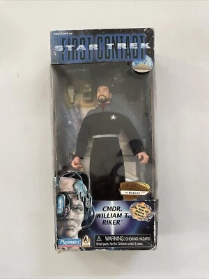 Playmates Star Trek 1996 primer contacto 9" comandante William Riker en caja dañada Foto 1 de 4