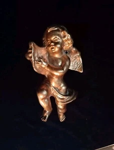 Gold Cherub,  Angel Playing Harp, Wall Hanging, Resin. 7" Tall. #135 - Picture 1 of 3