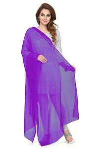 Beautiful Plain Chiffon Dupatta Long Chunni Lightweight Stole Daily Uses Scarf - Picture 1 of 25