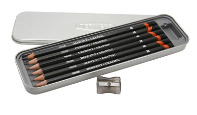 Derwent 6er-Set Künstler Sketching Bleistifte, Skizzierstifte in Metalldose