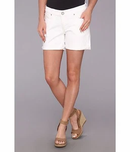 DL1961 Karlie Roll Up distressed Boyfriend Mid Rise Shorts, Size 27 R Dark White - Picture 1 of 6