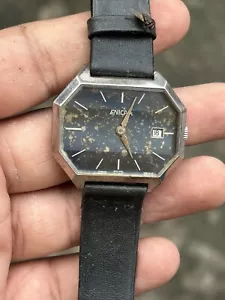 Reloj de pulsera Enicar esfera azul 17 joyas años 70 caja octágona vintage para hombre - Imagen 1 de 10
