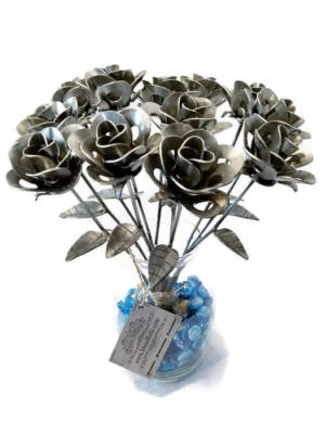 Dozen Metal Roses, Recycled Metal Roses, Metal Rose Sculptures, Welded Roses - Image 1 of 4