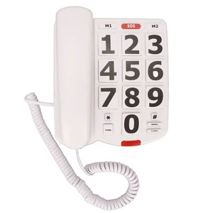Telefon z dużymi guzikami dla seniorów Duża objętość Ostatni numer Ponowne wybieranie Przewodowy telefon stacjonarny - Zdjęcie 1 z 12