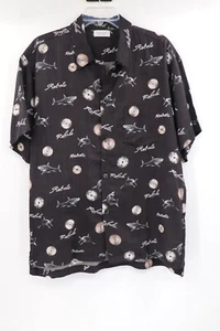 john elliott men's 3 lyocell all over shark print short sleeve button up shirt - Picture 1 of 12