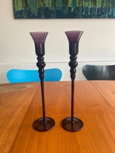 pair of Dartington or Wedgwood Glass Candle holders 1970 candlesticks sticks - Picture 1 of 1