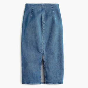 Neu mit Etikett J. Crew 27 Denim Midi Bleistiftrock in Frosty Sky Wash mit Schlitz vorne L4460 - Bild 1 von 10