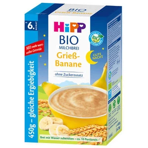 450g Hipp Bio Milchbrei Gute Nacht Grieß Banane ab 6. Monat ohne Zuckerzusatz - Bild 1 von 3