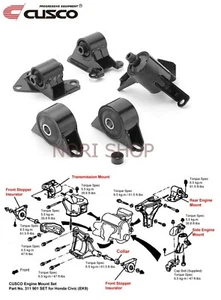 CUSCO Engine Mount Set For HONDA 1996-2000 Civic EK4 EK9 EJ EM / VTEC B16A2 - Picture 1 of 3