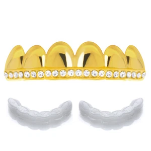 Busto Abajo Hip Hop Hip Grillz Tono Dorado Tapa Superior Dientes L607 G Moldura 1 Barra Extra - Imagen 1 de 2
