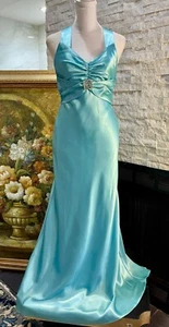 Vestido Formal Años 90 Y2K Vintage Jessica McClintock Gunne Sax Teal Satén Talla 3 - Imagen 1 de 23