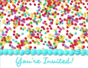 Frosted Cake Food Dessert Bright Colors Birthday Party Invitations w/Envelopes - Picture 1 of 1