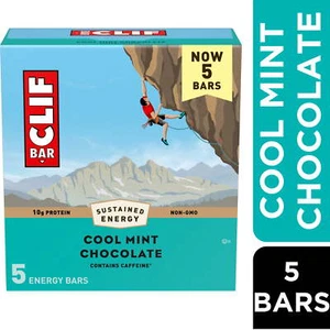 CLIF BAR Cool Mint Chocolate with Caffeine Energy Bars, Plant Based Protein Bars - Picture 1 of 10