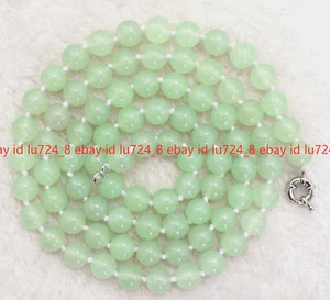 Collana perle pietre preziose rotonde giada verde chiaro naturale 6/8/10/12 mm 36" AAA - Foto 1 di 12