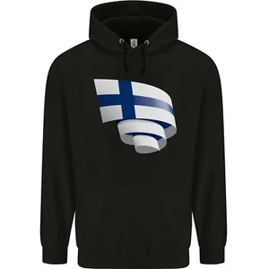 Curled Finland Flag Finnish Day Football Childrens Kids Hoodie - Picture 1 of 12