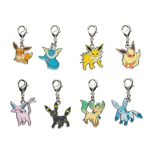 Pokemon Center National Pokedex Eeveelution Juego de 8 piezas 0,9" Dijes de metal Llaveros - Imagen 1 de 6