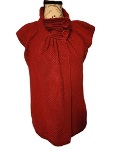 AUGUST SILK red knit vest cardigan- size L - Picture 1 of 7