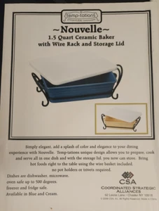 Temptations by Tara Floral Lace 1.5 qt Casserole With Lid And Wire Tray QVC NOS - Picture 1 of 10