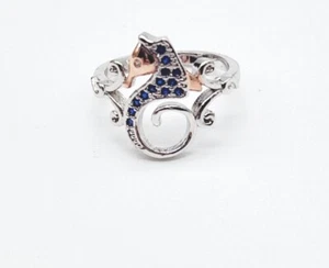 Vintage sz 5.75 ring silver tone rhinestone seahorse nautical  - Picture 1 of 7