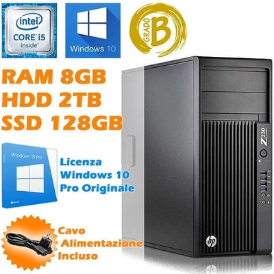 COMPUTER DESKTOP WORKSTATION HP Z230 TOWER I5 4570 8GB HDD 2TB SSD 128GB - Immagine 1 di 2