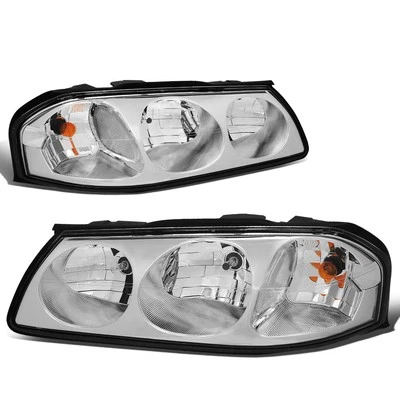 Fit 2000-2005 Chevy Impala Pair Chrome Housing Clear Turn Signal Headlight/Lamp - Image 1 of 4