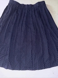 Gonna donna Lands End 10 blu navy a pois plissettata linea A 10 Rockabilly - Foto 1 di 5
