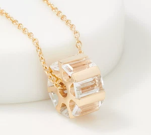 Affinity Gems Baguette Cut Spin Necklace, Gold Plated, White Topaz, Chain Size - Imagen 1 de 2