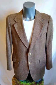 Men's Size 40" Vintage Pierre Cardin 100% Camel Tweed Brown Single Breast Blazer - Picture 1 of 7