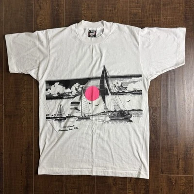 Camiseta Vintage Años 80 Screen Stars Regatta Yachts Puntada Única Talla L Foto 1 de 4