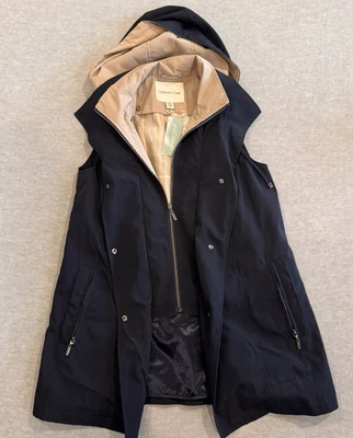 Coldwater Creek Mujer Talla Pequeña Sin Mangas Capucha Chaleco Largo Chaqueta Azul Marino Nuevo con Etiquetas Foto 1 de 4