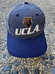 Vintage Logo Athletic UCLA Bruins Strapback Hat Navy Blue Checkered - Picture 1 of 8