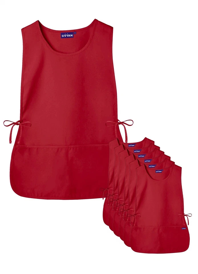 Sivvan Unisex Cobbler Apron Adjustable Waist Ties 2 Front Pockets (6 Pack) - Image 1 of 4