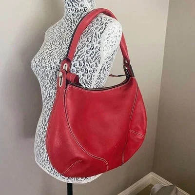 Bolso de Hombro Hobo Bolsos Gatos Grande Cuero Rojo Hecho en España 18" x 11" Foto 1 de 4