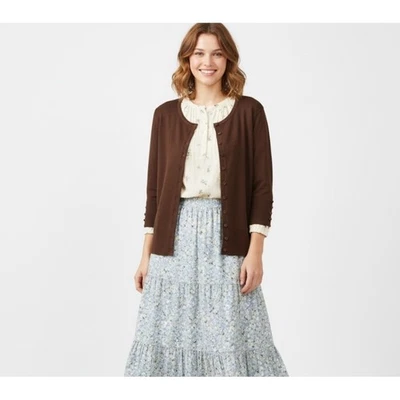 Adrienne Vittadini Mujer Cárdigan Suéter Marrón 1X Botón Acento Cottagecore Foto 1 de 4