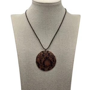 Gothic Baroque Style Black & Brown Scroll Pendant Necklace - Picture 1 of 6