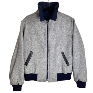 Rare VTG Green Mountain Woolen Mens Reversible Bomber Jacket M Wool Tweed Nylon - Picture 1 of 9