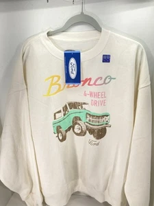 Ford Bronco Sweatshirt Women Size Large Ivory Crew Neck Long Sleeve Pullover NWT - Picture 1 of 13