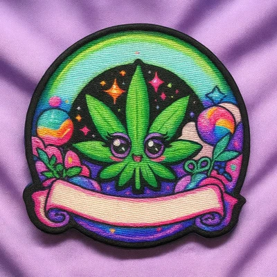 Cosmic Stoner Patch Iron-on Applique Clothing Hippie Boho Herbal Medicine Weed - Image 1 of 4