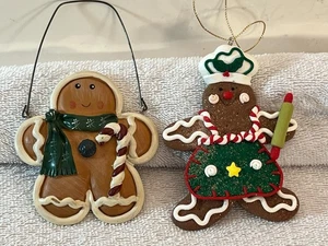 Christmas ornaments set of 2 gingerbread cookies baker & candy cane PO9570 - Picture 1 of 6