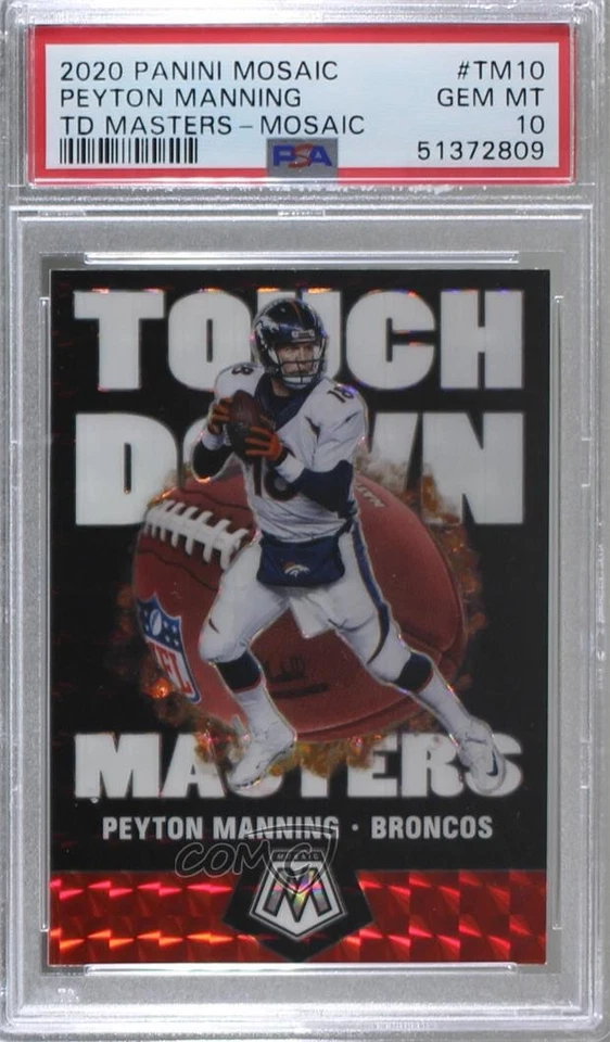 2020 Panini Mosaic Touchdown Masters Prizm Peyton Manning PSA 10 GEM MT HOF - Image 1 of 2