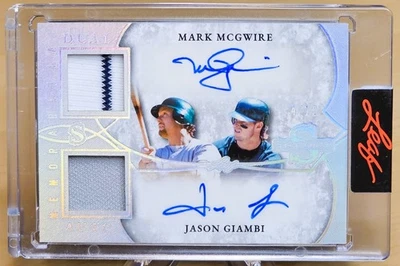 Leaf Spectacular McGwire, Giambi, A's (4/12) 2025 doble reliquia automática holograma usado en juegos Foto 1 de 3